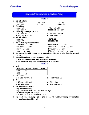 20 Đề thi học kỳ 1 môn Toán Lớp 4